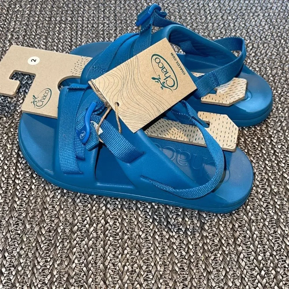 Chaco Childrens Chillos Sport Sandal Slip On  Blue‎ Size 2 New